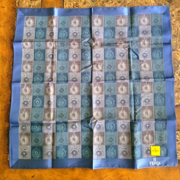 Fendi Accessories - Fendi Blue and Gray Patterned Scarf
